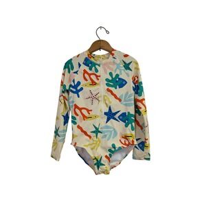 Hanna Andersson One Piece Rash Guard  Long Sleeve UV‎ Protection Coral Reef 6-7